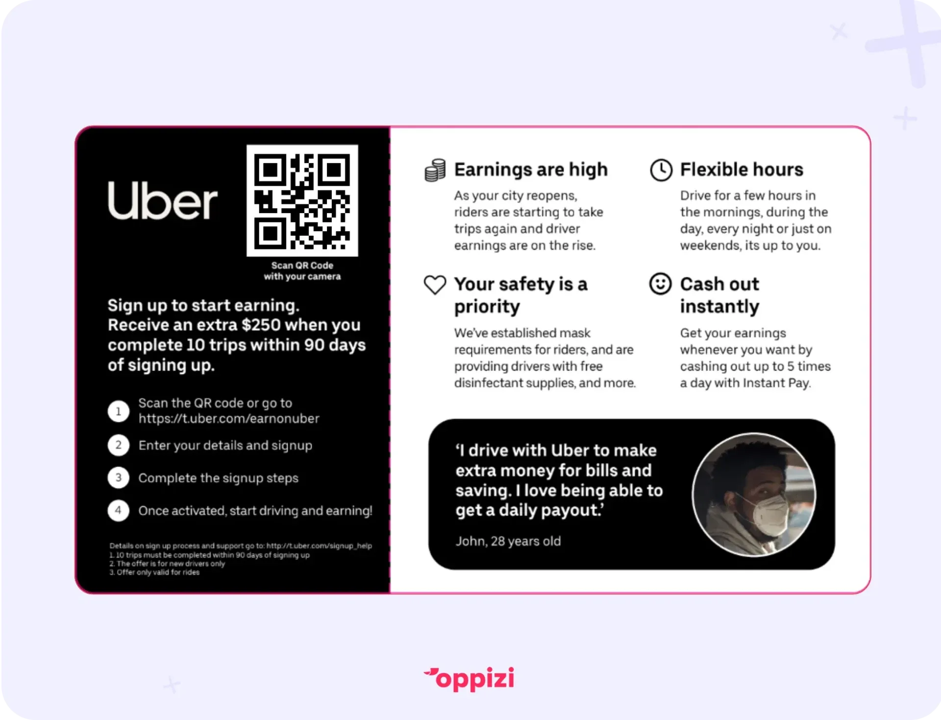 uber flyer with testimonial